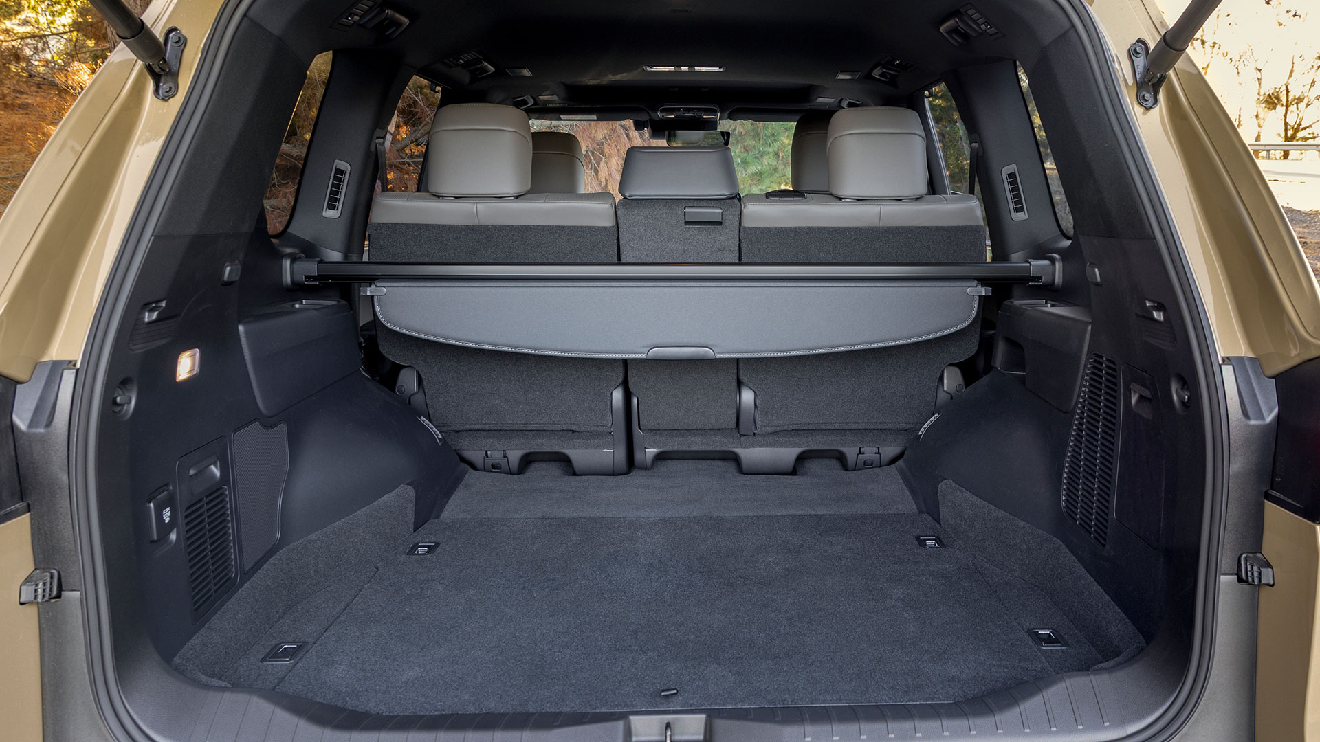 The Lexus LX 500d Overtrail cargo area with rear seats upright